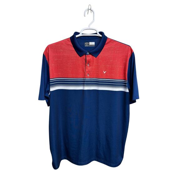 Callaway Optidri‎ Blue Red White Short Sleeve Golf Polo Shirt Mens Size XL EPC! - Picture 1 of 5